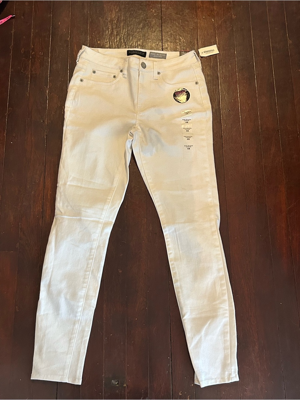 Aéropostale Girls White High Rise Stretch Jegging Jeans Button Closure Size 4R
